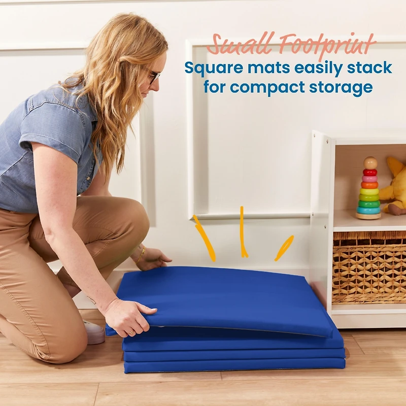 ECR4Kids SoftZone Play Patch Activity Mat Squares, Orange, 4-Pack