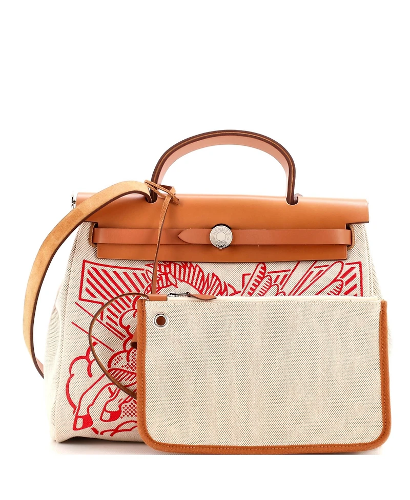 Pre-Owned Hermes 31 Herbag Zip Pegase Pop Toile and Leather