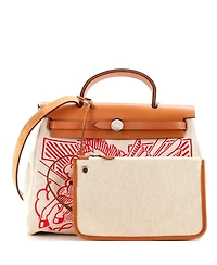 Pre-Owned Hermes 31 Herbag Zip Pegase Pop Toile and Leather