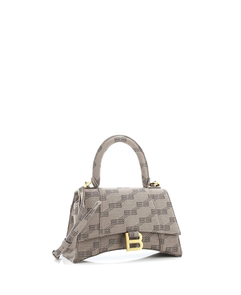 Pre-Owned Balenciaga Small Hourglass Top Handle Bag Bb Coated Canvas