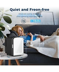 Cowsar Makeup Compact Refrigerator With Mirror, 4L Mini Fridge for Bedroom, Car, Office & Dorm, Portable Small Cooler for Cosmetics