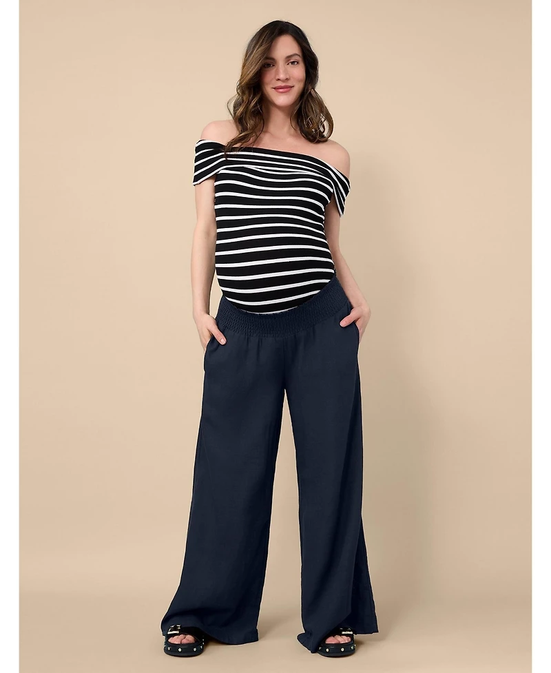 Motherhood Maternity Smocked Waist Wide Leg Pant