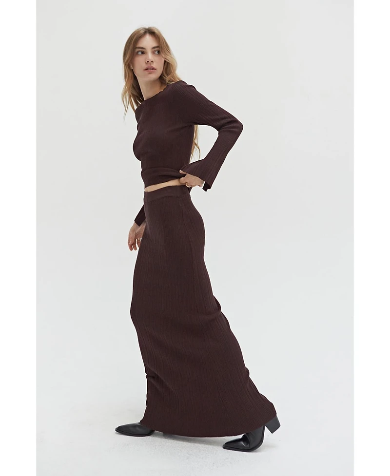 Crescent Women's Jessie Ribbed Knit Maxi Skirt