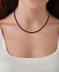 Lab-Created Gemstone 18" Collar Necklace in 18k Gold Plated Over Sterling Silver