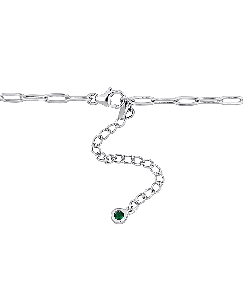 Lab-Created Gemstone 18" Collar Necklace in 18k Gold Plated Over Sterling Silver