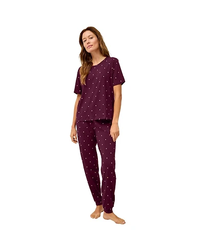 ellos Women's Short Sleeve Tee & Jogger 2-Piece Sleep Set