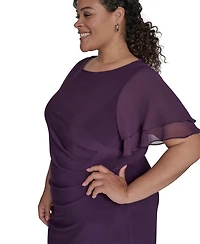 Jessica Howard Plus Flutter-Sleeve Shirred Dress