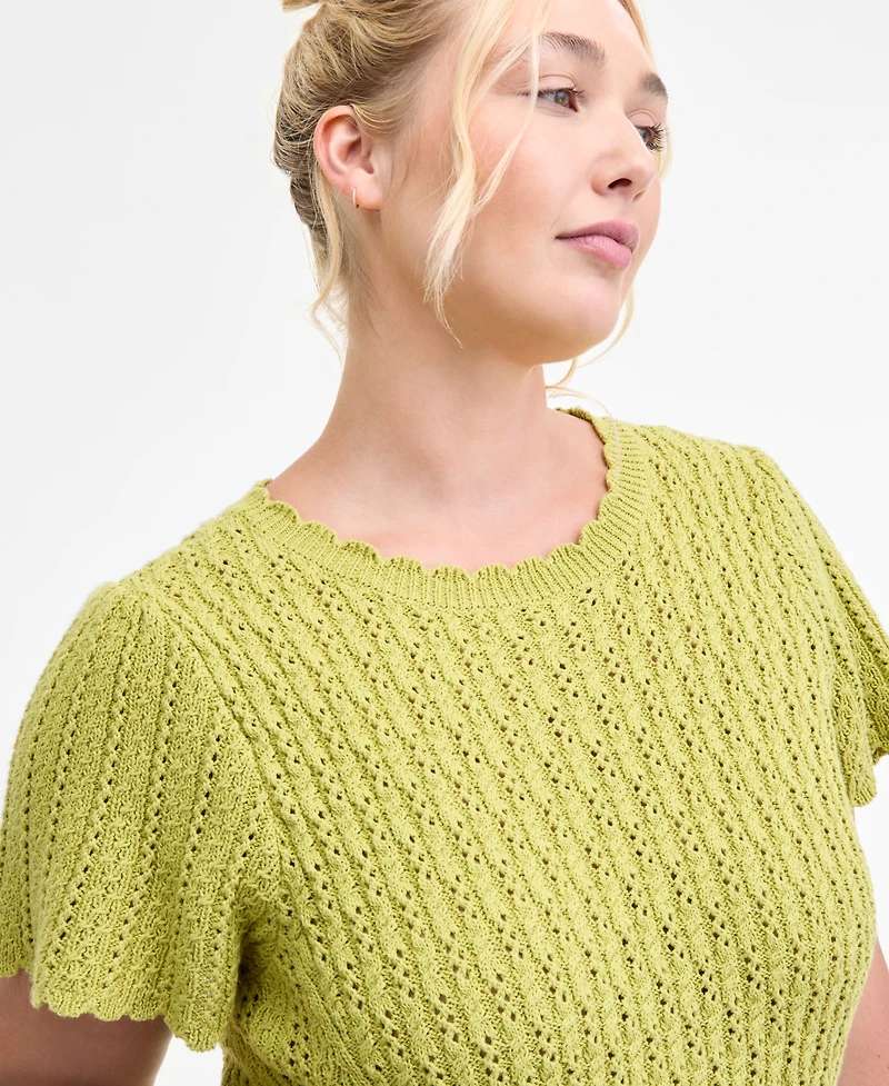 Democracy Trendy Plus Flutter-Sleeve Sweater