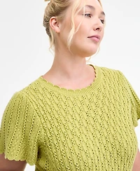 Democracy Trendy Plus Flutter-Sleeve Sweater