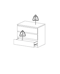 Tvilum 26.77" Wood 3 Drawer Chest