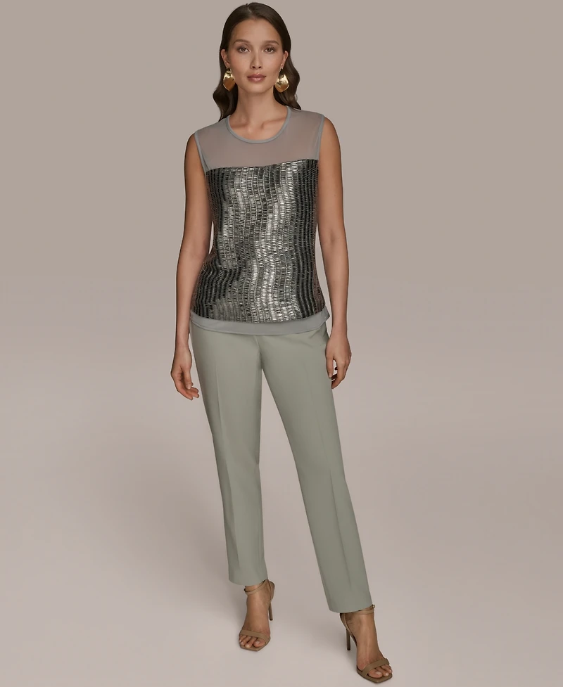 Donna Karan New York Women's Sleeveless Beaded Mesh Top