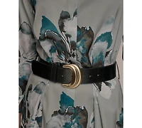 Donna Karan New York Women's Printed Long-Sleeve Belted Shirtdress