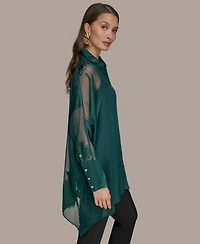 Donna Karan New York Women's Long-Sleeve Burnout Tunic