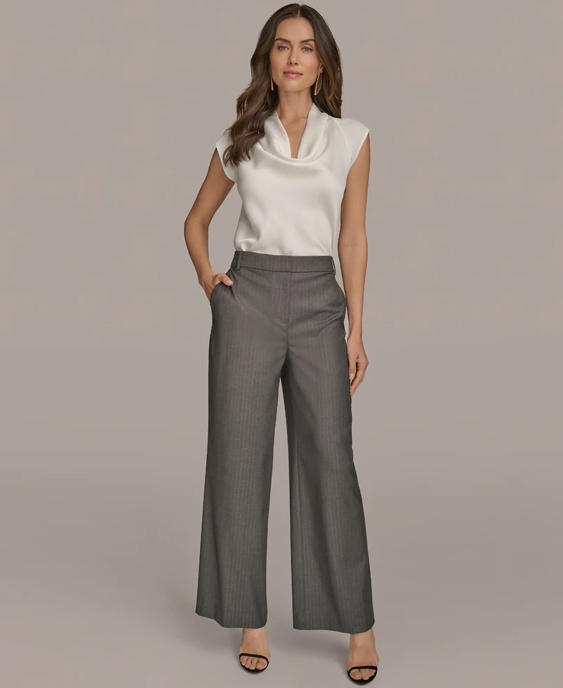 Donna Karan New York Women's Flat-Front Pinstriped Pants