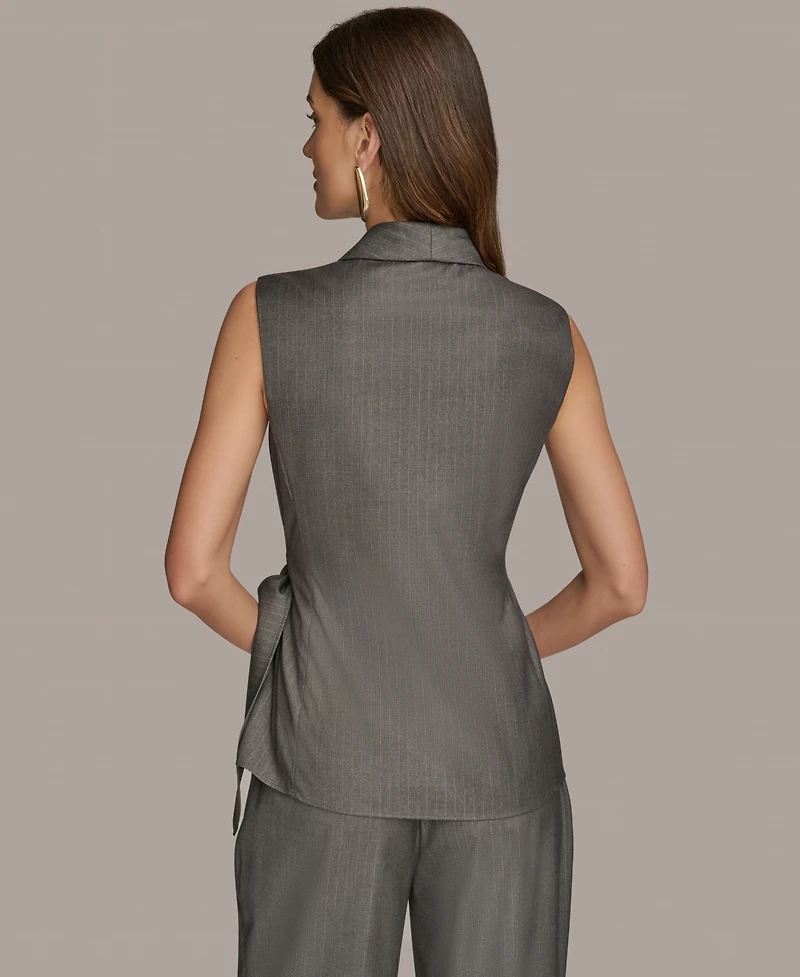 Donna Karan New York Women's Sleeveless Pinstripe Wrap Vest