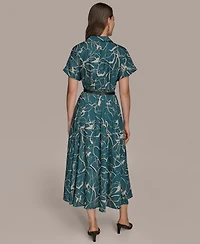 Donna Karan New York Women's Printed Short-Sleeve Belted Shirtdress