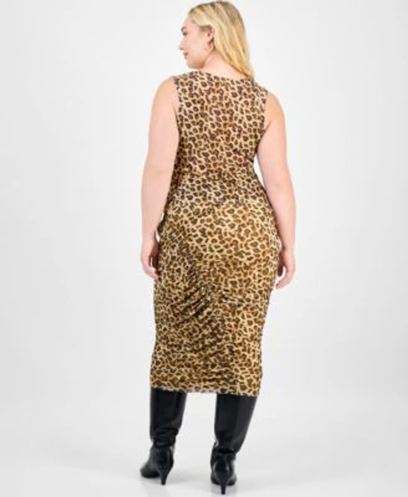 Bar Iii Trendy Plus Printed Mesh Ruched Top Skirt Macys Exclusive