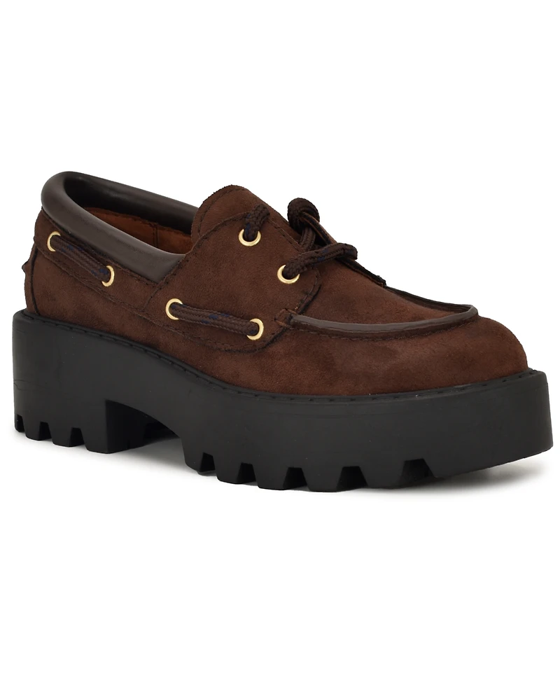 Nine West Women's Kerisa Lace-Up Chunky Lug Sole Loafers