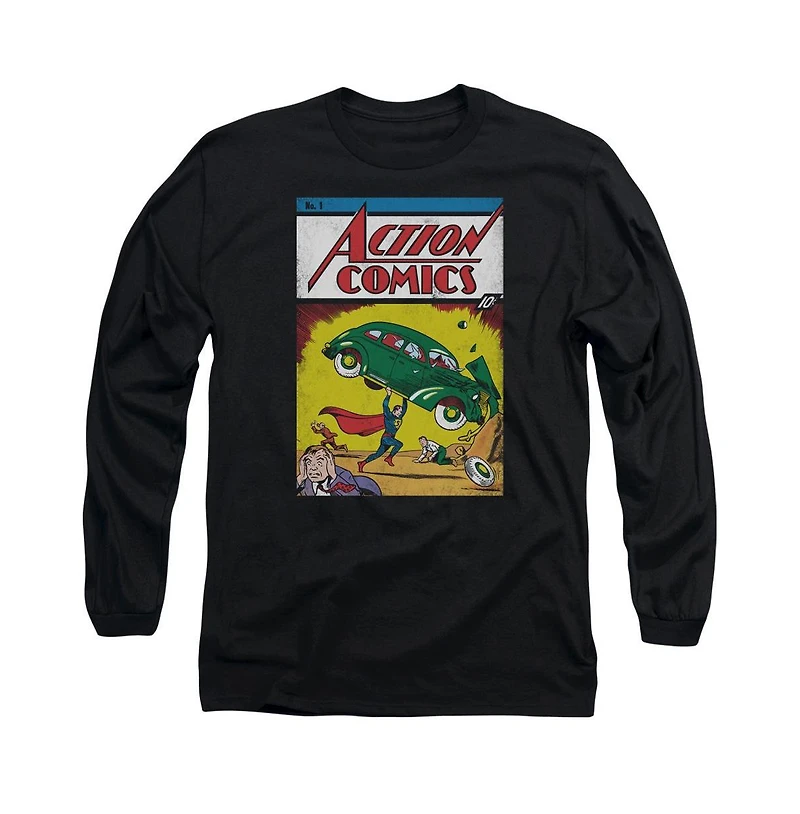 Superman Big & Tall Action No. 1 Long Sleeve Adult Tee / T-Shirt