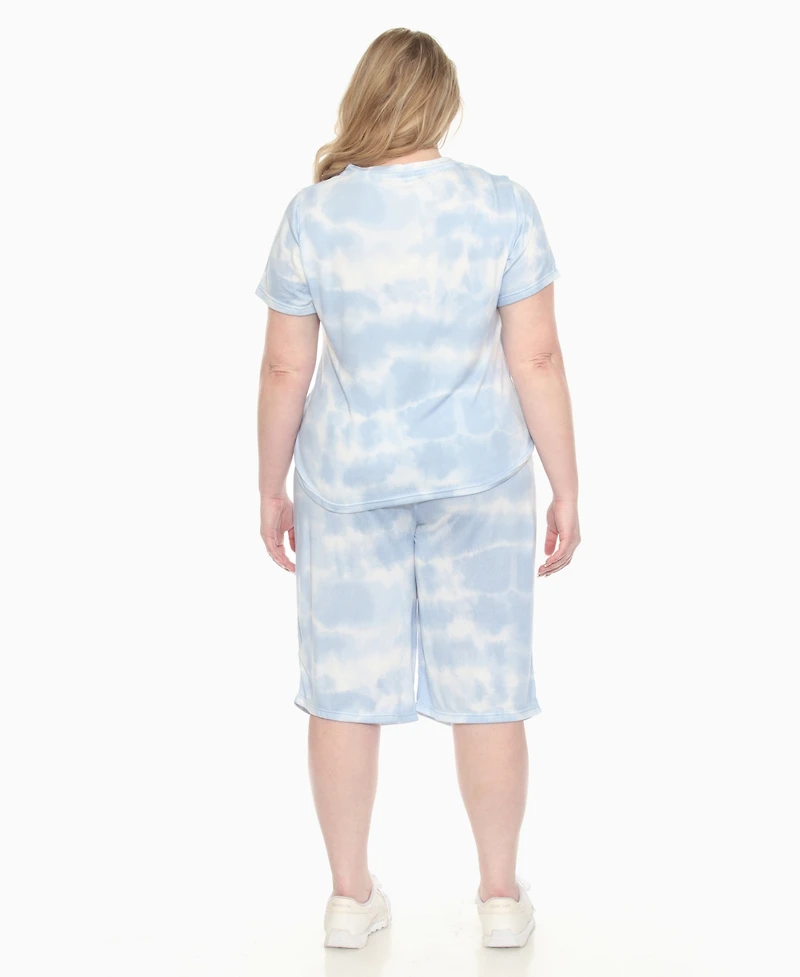 White Mark Plus Short Sleeve and Capri Lounge Set