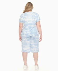 White Mark Plus Short Sleeve and Capri Lounge Set