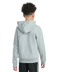 adidas Big Boys Long-Sleeve Essential Linear Embroidered Fleece Heather Pullover Hoodie