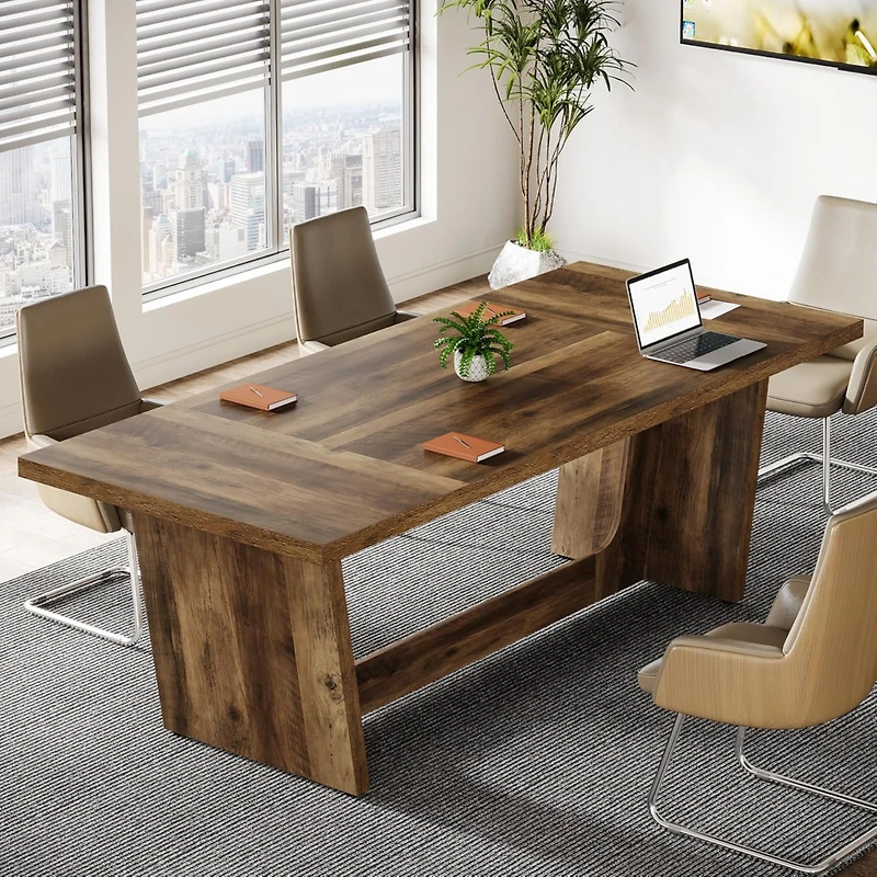 Tribesigns 13FT Conference Room Table: Large Rectangular Meeting Seminar Table for 12-16 People, Wood Long Training Table with Heavy-Duty Frame, Busin