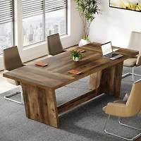 Tribesigns 13FT Conference Room Table: Large Rectangular Meeting Seminar Table for 12-16 People, Wood Long Training Table with Heavy-Duty Frame, Busin