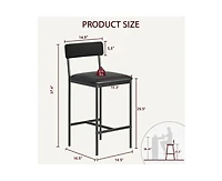 Bar Stools Set of 2, Barstool Set of 2, 25.5 Inches Upholstered Bar Chairs for 2, Counter Height Bar Stools Set for Island, Counter Bar, Retro Black