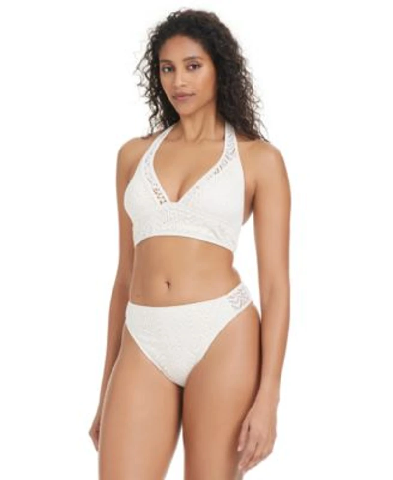 Bar Iii Womens Goddess Crochet Halter Bikini Top Bottoms Exclusively At Macys