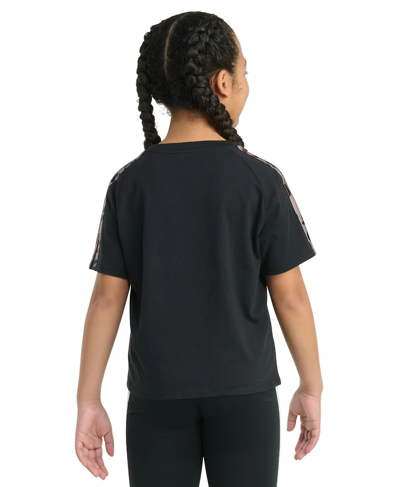 adidas Big Girls Printed Raglan Short-Sleeve Logo Graphic Cotton T-Shirt
