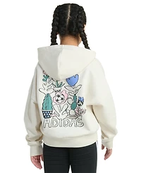 adidas Big Girls Long-Sleeve Heather Multi Graphic Fleece Pullover Hoodie
