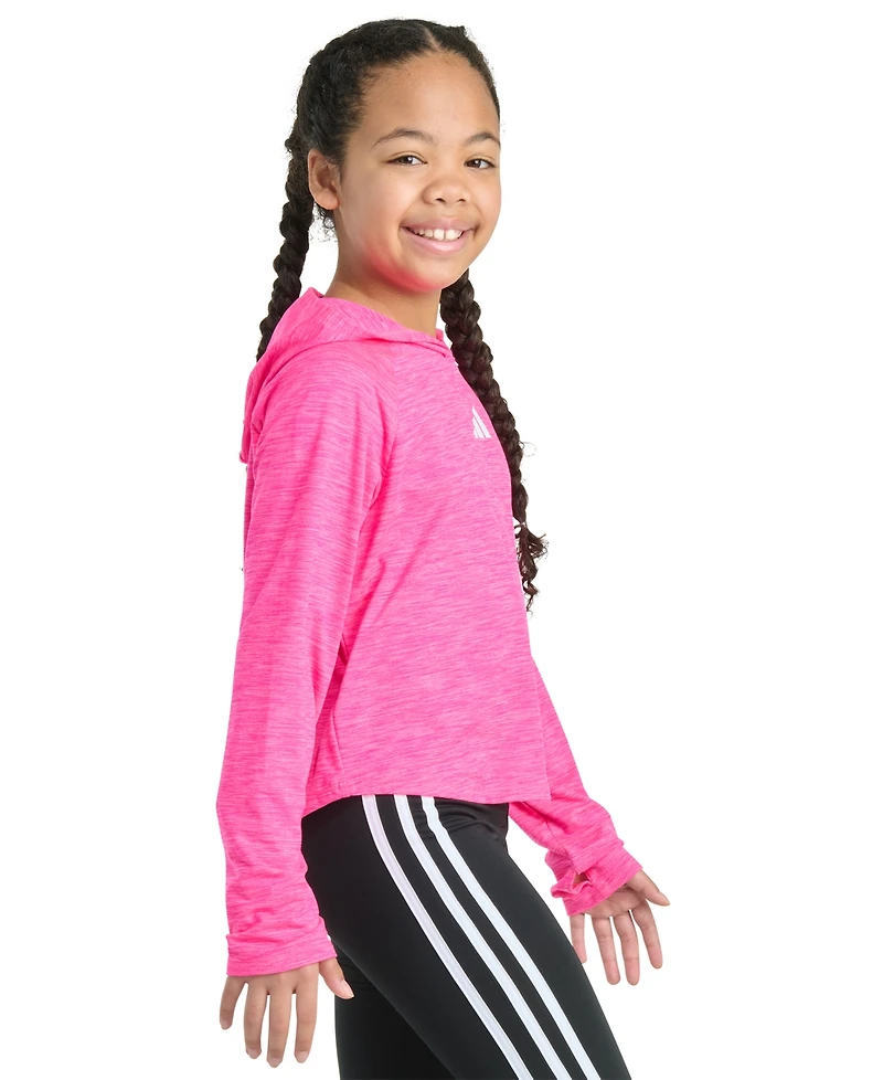 adidas Big Girls Long-Sleeve Hooded Melange Top