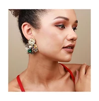 Sohi Floral-Stone Drop Earrings