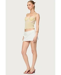 Edikted Women's Embroidered Floral Sheer Bra Top