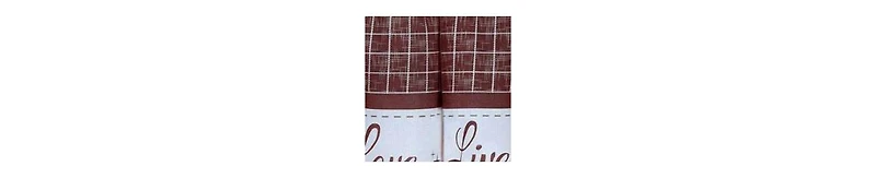 Kate Aurora Country Farmhouse Plaid Live laugh love 3 Piece Kitchen Curtain Set