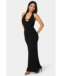 Bebe Women's Plunge Neck Cowl Maxi Dress