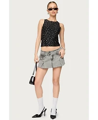 Edikted Women's Vintage Washed Denim Mini Skort