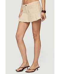 Edikted Women's Klay Linen Look Pleated Mini Skort