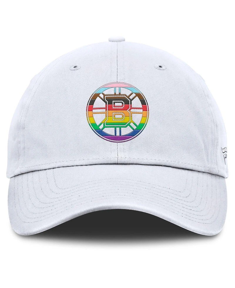Fanatics Men's White Boston Bruins Pride Adjustable Hat