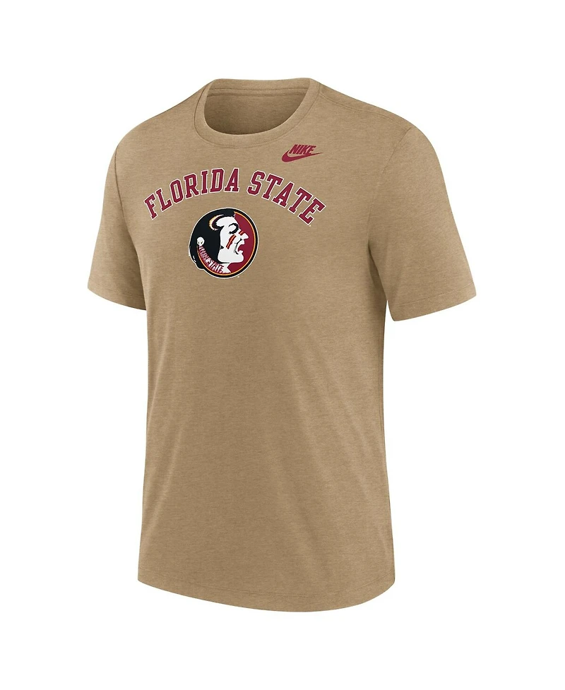 Nike Men's Heather Light Brown Florida State Seminoles Legacy Arch Tri-Blend T-Shirt