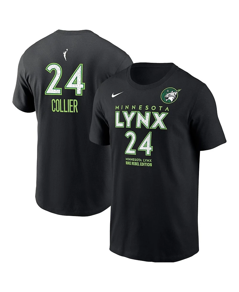 Nike Men's Napheesa Collier Black Minnesota Lynx Rebel Edition Name Number T-Shirt