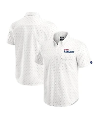 Darius Rucker Collection by Fanatics Men's Cream Texas Rangers Printed Button-Down Shirt
