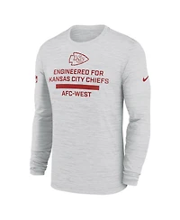 Nike Men's Ash Kansas City Chiefs Sideline Velocity Performance Long Sleeve T-Shirt