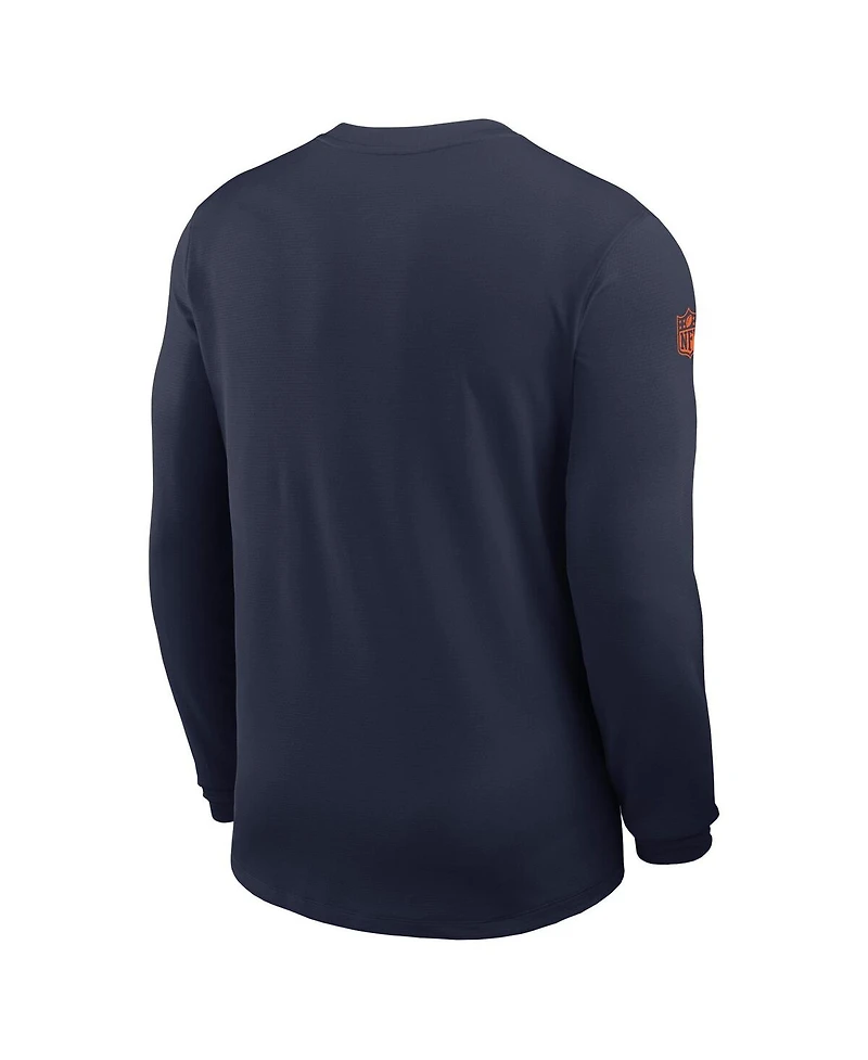 Nike Men's Navy Denver Broncos Sideline Coach Uv Performance Long Sleeve T-Shirt