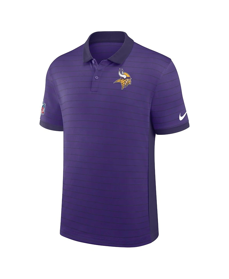 Nike Men's Purple Minnesota Vikings Sideline Victory Stripe Performance Polo Shirt