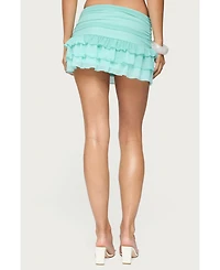 Edikted Women's Enya Ruched Ruffle Mesh Mini Skirt