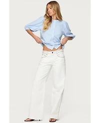 Edikted Women's Quincy Studded Low Rise Jeans