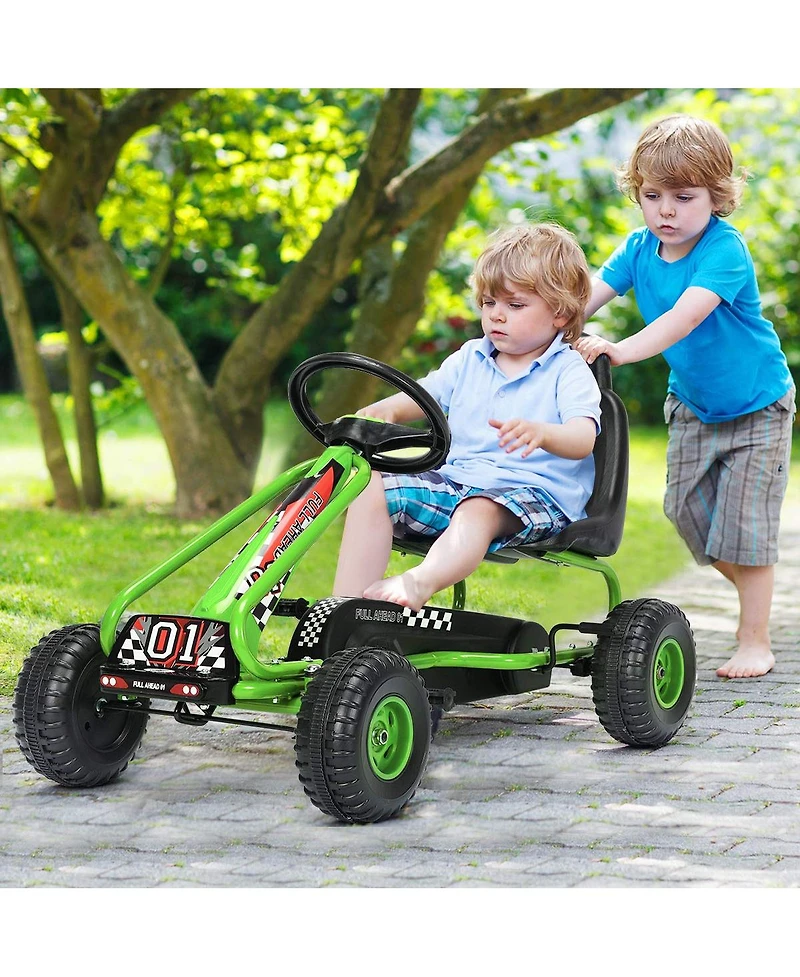 4 Wheel Pedal Powered Ride On Car with Adjustable Seat