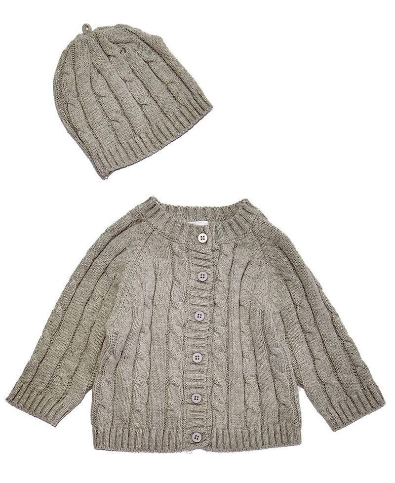 3 Stories Trading Baby Cable Knit Baby Cardigan with Beanie